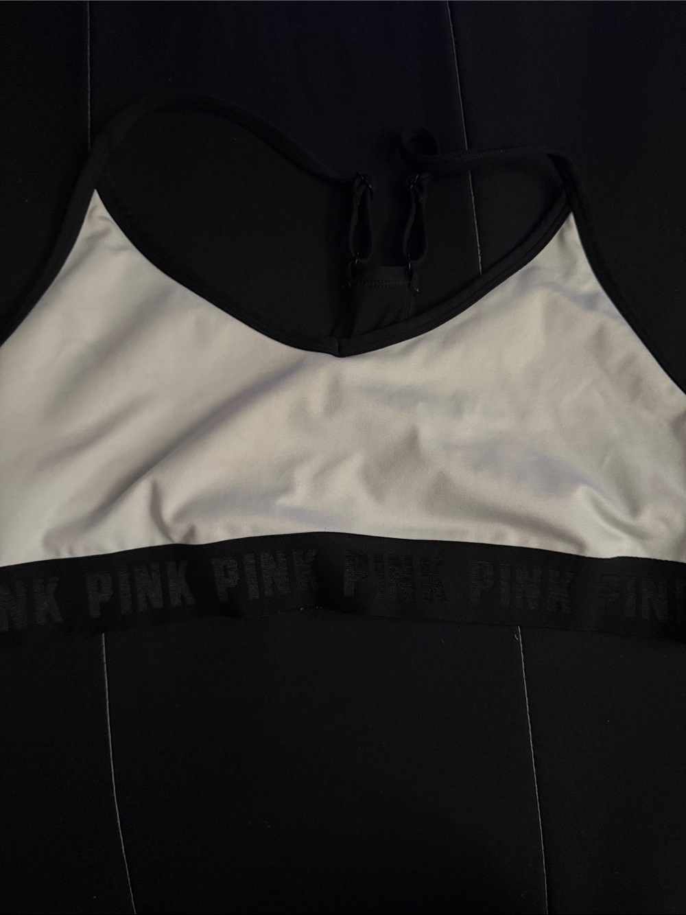 PINK Victoria's Secret Black and White Racerback Sports Bralette